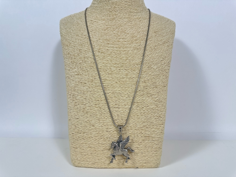 Sterling Silver Pegasus Pendant With Sterling Silver 24' Necklace 26g [Photo 4]