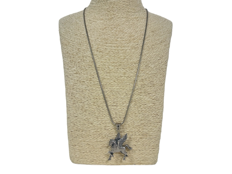 Sterling Silver Pegasus Pendant With Sterling Silver 24' Necklace 26g [Photo 3]