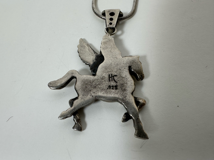 Sterling Silver Pegasus Pendant With Sterling Silver 24' Necklace 26g [Photo 7]