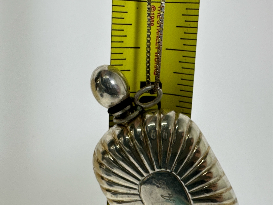 Vintage Sterling Silver Perfume Bottle Pendant With Sterling Silver 20' Necklace 24.5g [Photo 9]