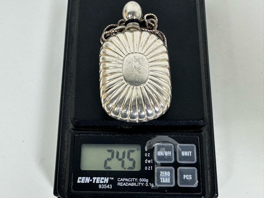 Vintage Sterling Silver Perfume Bottle Pendant With Sterling Silver 20' Necklace 24.5g [Photo 11]