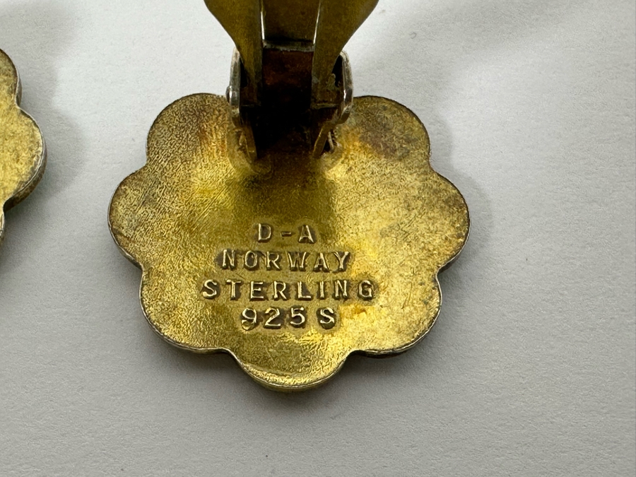 Vintage Mid-Century Norway Sterling Silver Clip-On Earrings 7.3g [Photo 5]