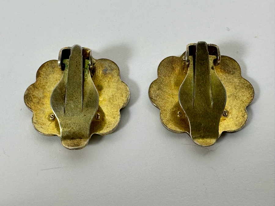 Vintage Mid-Century Norway Sterling Silver Clip-On Earrings 7.3g [Photo 4]