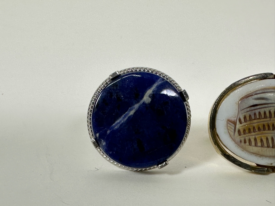 Vintage Carved Shell Cufflinks And Blue Stone Cufflinks [Photo 5]