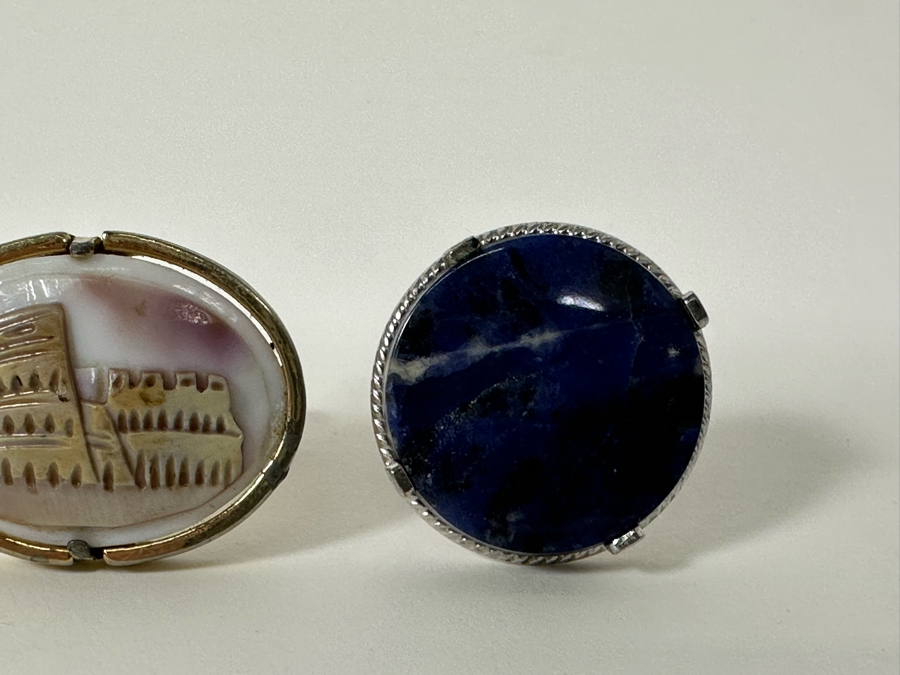Vintage Carved Shell Cufflinks And Blue Stone Cufflinks [Photo 6]
