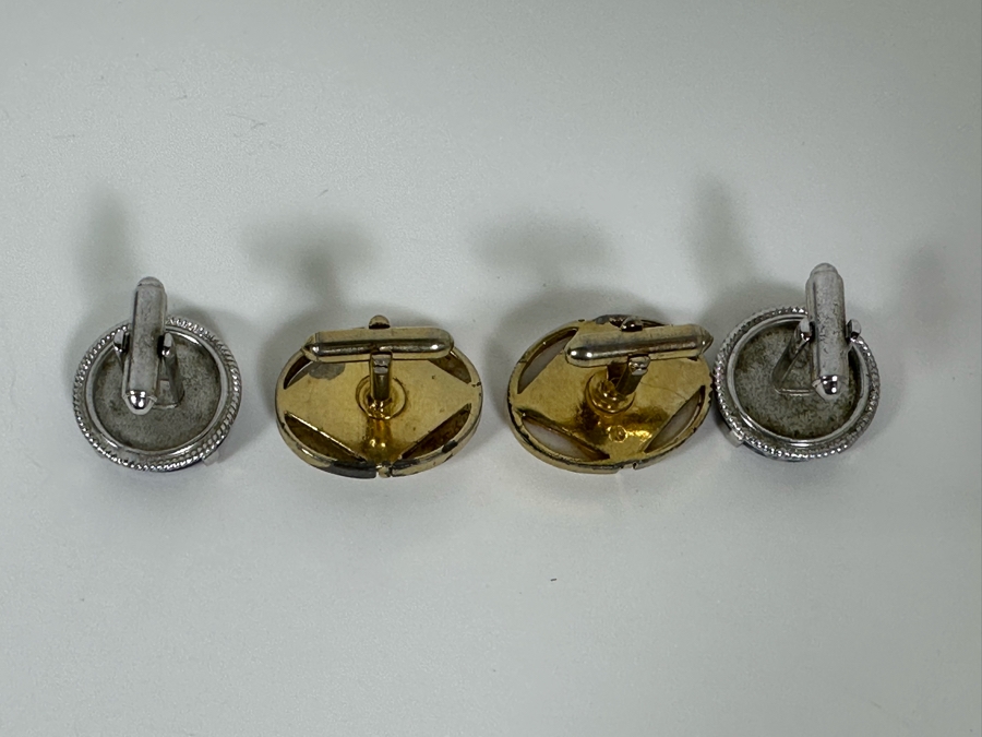 Vintage Carved Shell Cufflinks And Blue Stone Cufflinks [Photo 8]