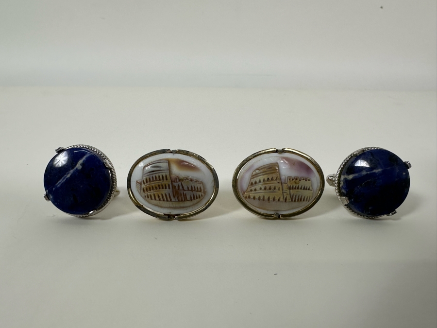 Vintage Carved Shell Cufflinks And Blue Stone Cufflinks [Photo 2]