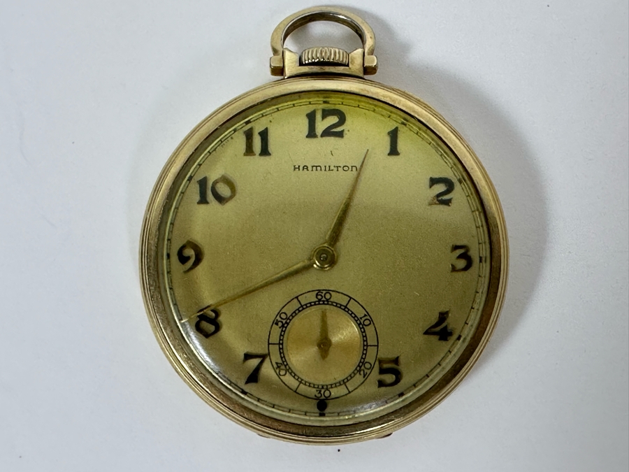 Vintage Hamilton Pocket Watch 14K Gold Filled Case 17 Jewels 917 Movement Working [Photo 2]