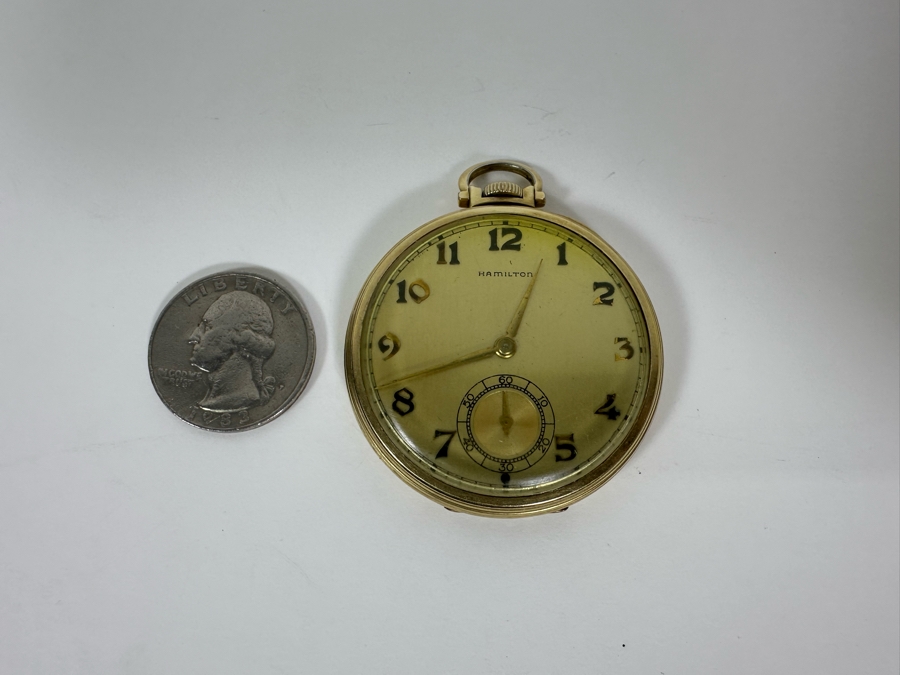 Vintage Hamilton Pocket Watch 14K Gold Filled Case 17 Jewels 917 Movement Working [Photo 6]