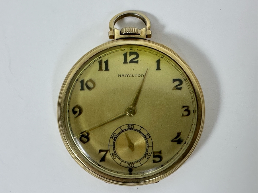Vintage Hamilton Pocket Watch 14K Gold Filled Case 17 Jewels 917 Movement Working [Photo 3]