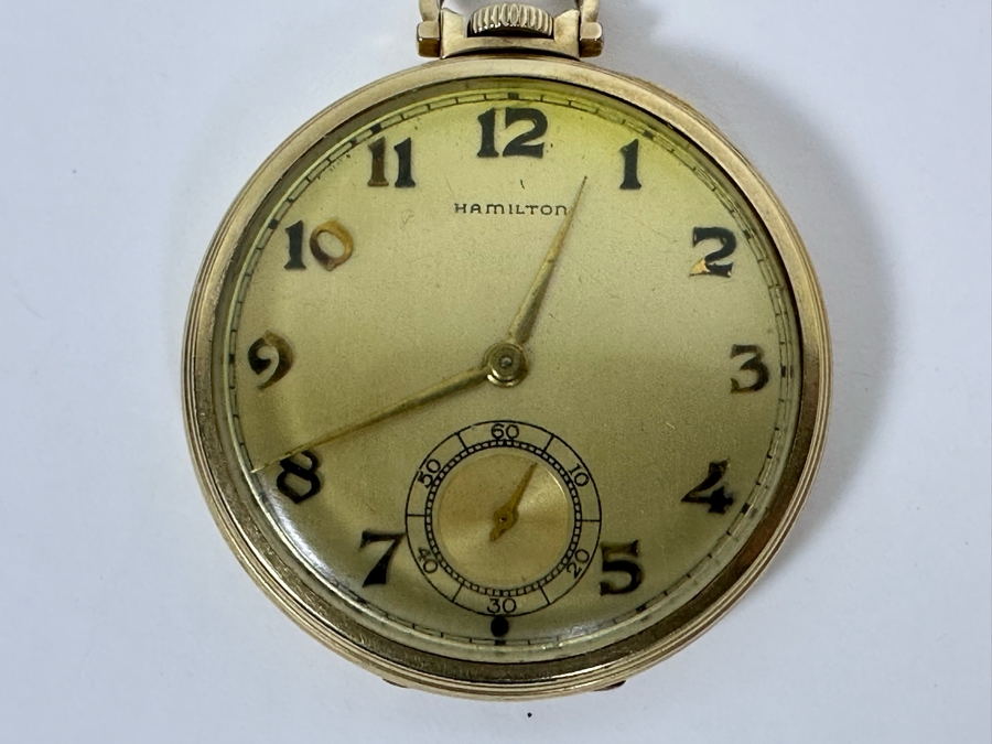 Vintage Hamilton Pocket Watch 14K Gold Filled Case 17 Jewels 917 Movement Working [Photo 4]