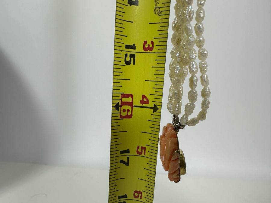 Vintage Multi-Strand 16' Pearl Necklace With Carved Coral Clasp [Photo 12]
