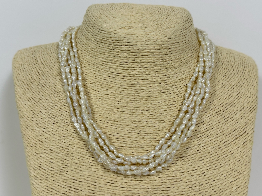 Vintage Multi-Strand 16' Pearl Necklace With Carved Coral Clasp [Photo 5]