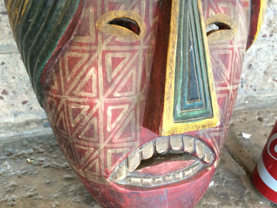 Vintage Hand Carved African Mask Ivory Coast [Photo 6]