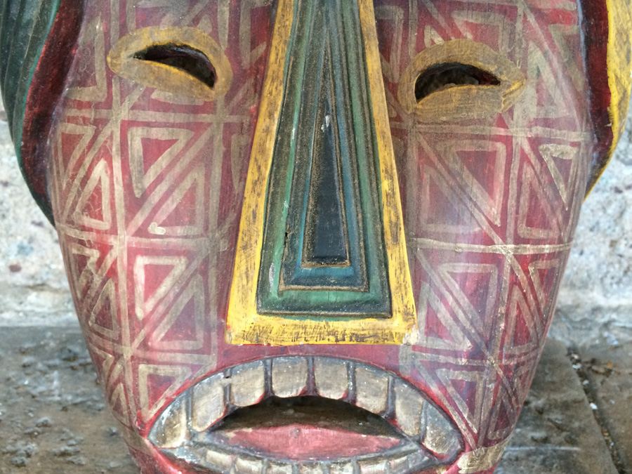 Vintage Hand Carved African Mask Ivory Coast [Photo 3]