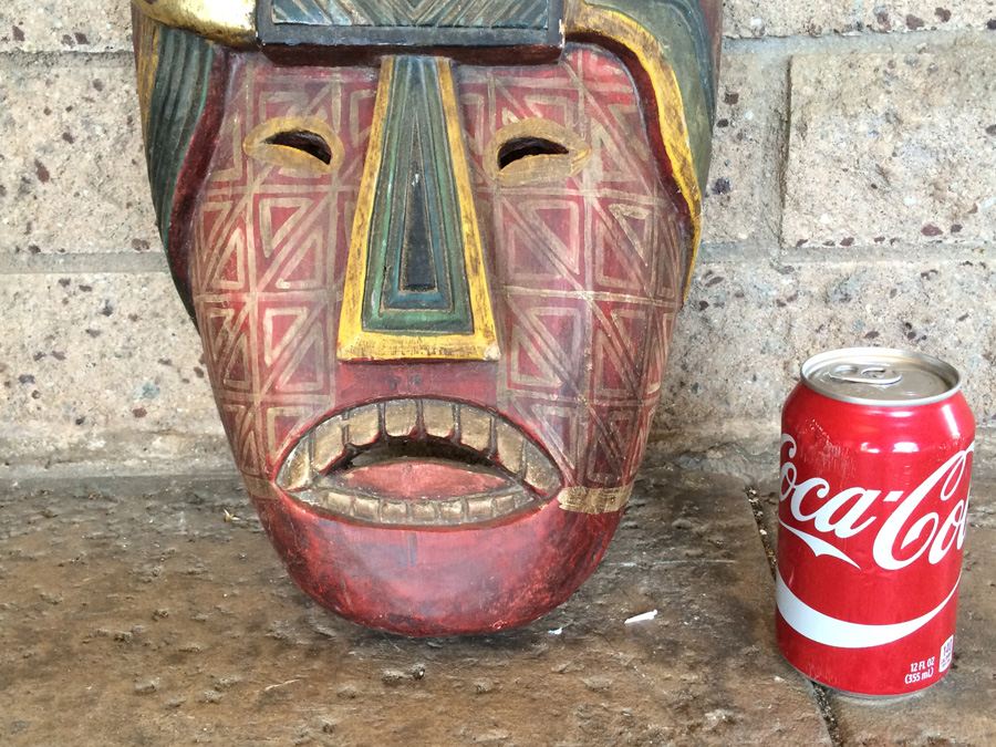 Vintage Hand Carved African Mask Ivory Coast [Photo 2]