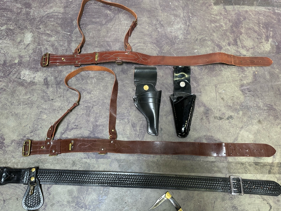 Collection Of Leather Belts And Holsters Along With A Case Pocket Knife [Photo 3]