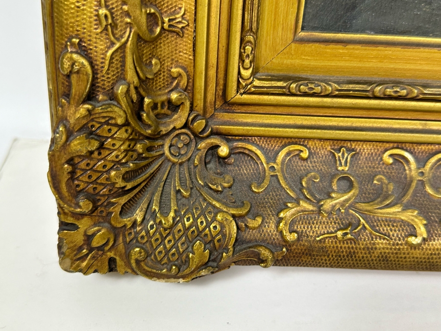 Vintage Original European Painting 30 X 20 Framed 37 X 27 [Photo 11]