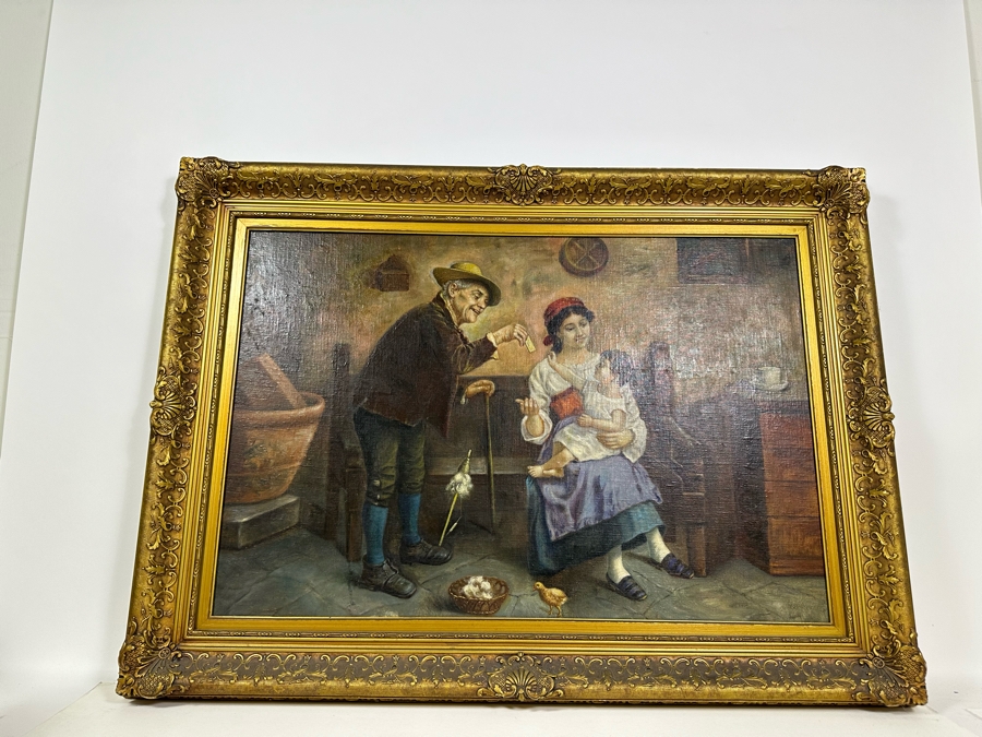 Vintage Original European Painting 30 X 20 Framed 37 X 27 [Photo 19]