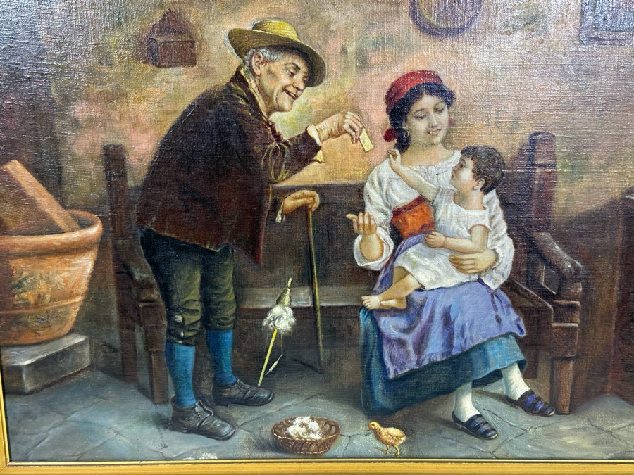 Vintage Original European Painting 30 X 20 Framed 37 X 27 [Photo 4]