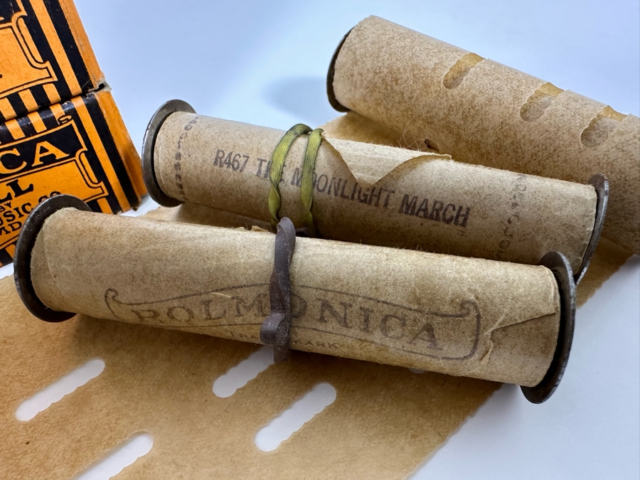 Vintage Rolmonica Player Harmonica With Original Box And 9 Music Rolls [Photo 18]