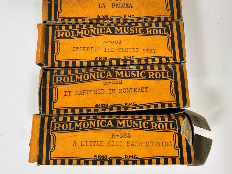 Vintage Rolmonica Player Harmonica With Original Box And 9 Music Rolls [Photo 21]