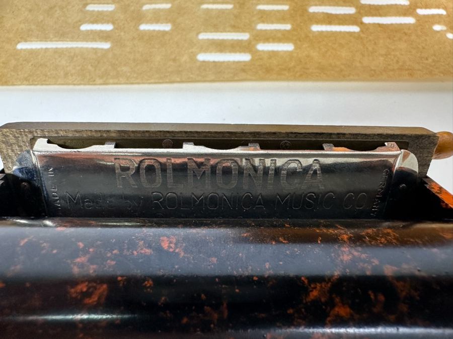 Vintage Rolmonica Player Harmonica With Original Box And 9 Music Rolls [Photo 7]