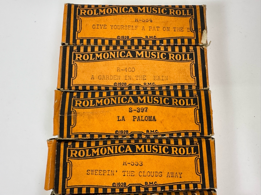 Vintage Rolmonica Player Harmonica With Original Box And 9 Music Rolls [Photo 20]