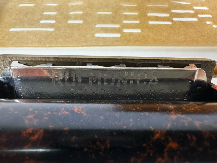 Vintage Rolmonica Player Harmonica With Original Box And 9 Music Rolls [Photo 8]