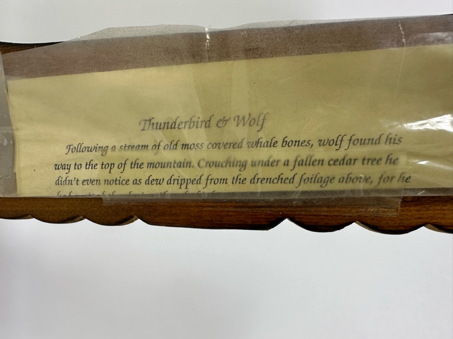 Signed Carved Wood Hand Painted Totem Sculpture Of Thunderbird & Wolf Made In Alaska 12H [Photo 9]