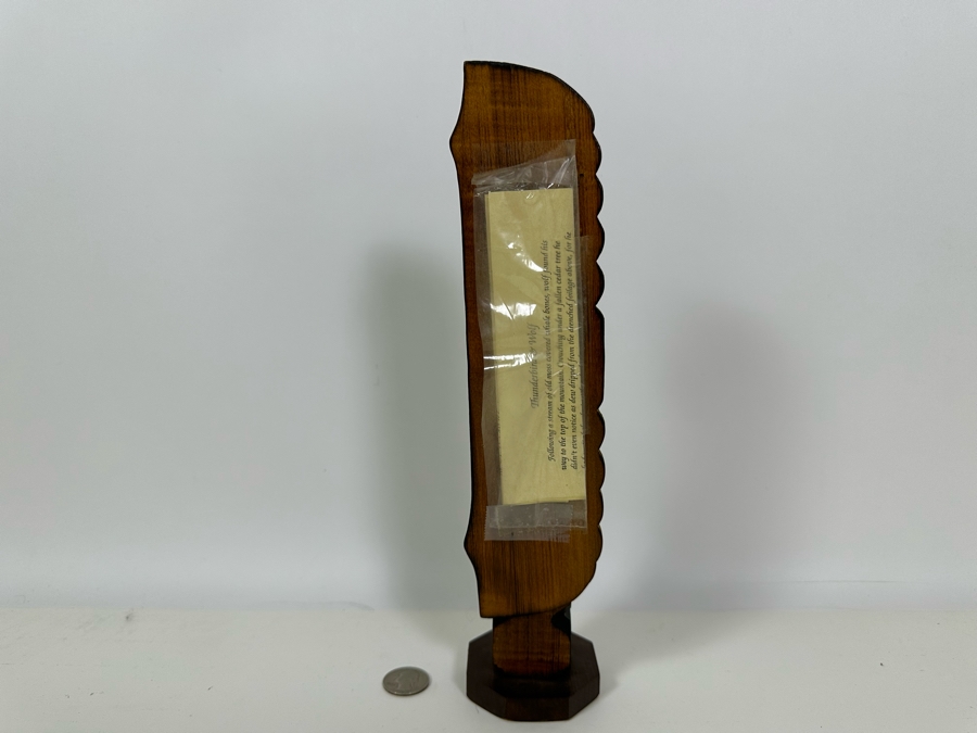 Signed Carved Wood Hand Painted Totem Sculpture Of Thunderbird & Wolf Made In Alaska 12H [Photo 8]