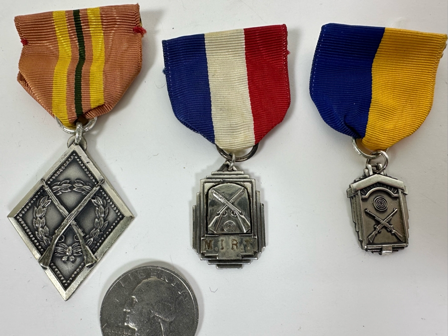Vintage Sterling Silver Rifle Marksmanship Medals 29.9g [Photo 2]