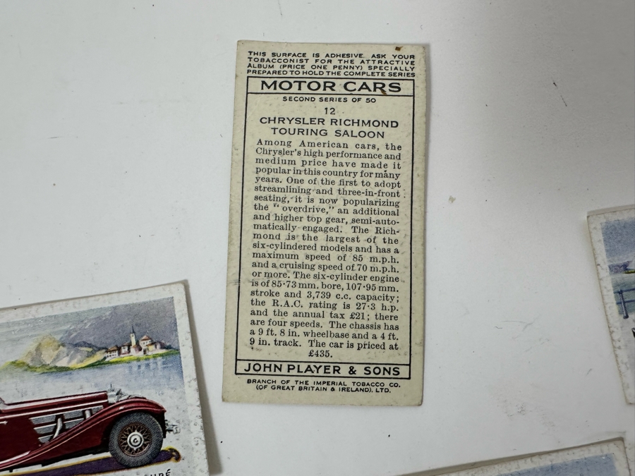 24 Vintage Player's Cigarettes Motor Cars Cigarette Cards John Player & Sons English [Photo 12]