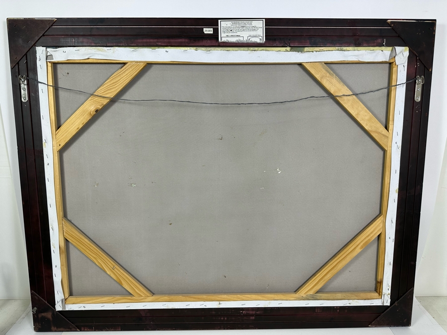 Large Original Wharf City Skyline Painting On Canvas 40 X 28 Framed 46 X 36 [Photo 13]