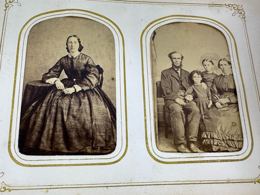 Vintage Photograph Leather Bound Book With Old Family Photos (Binding Is Damaged) 8W X 5.5H X 2.5D [Photo 35]