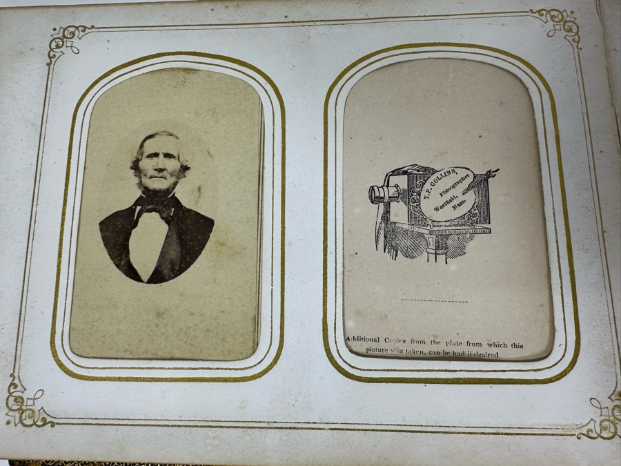 Vintage Photograph Leather Bound Book With Old Family Photos (Binding Is Damaged) 8W X 5.5H X 2.5D [Photo 15]