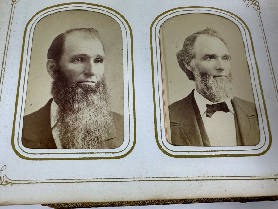 Vintage Photograph Leather Bound Book With Old Family Photos (Binding Is Damaged) 8W X 5.5H X 2.5D [Photo 33]