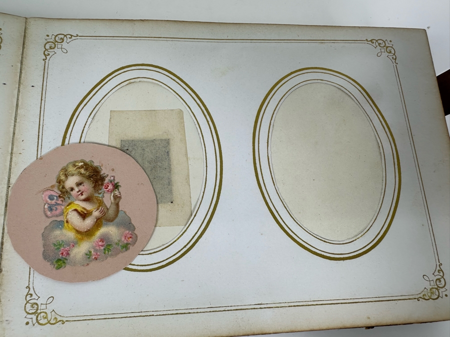 Vintage Photograph Leather Bound Book With Old Family Photos (Binding Is Damaged) 8W X 5.5H X 2.5D [Photo 29]