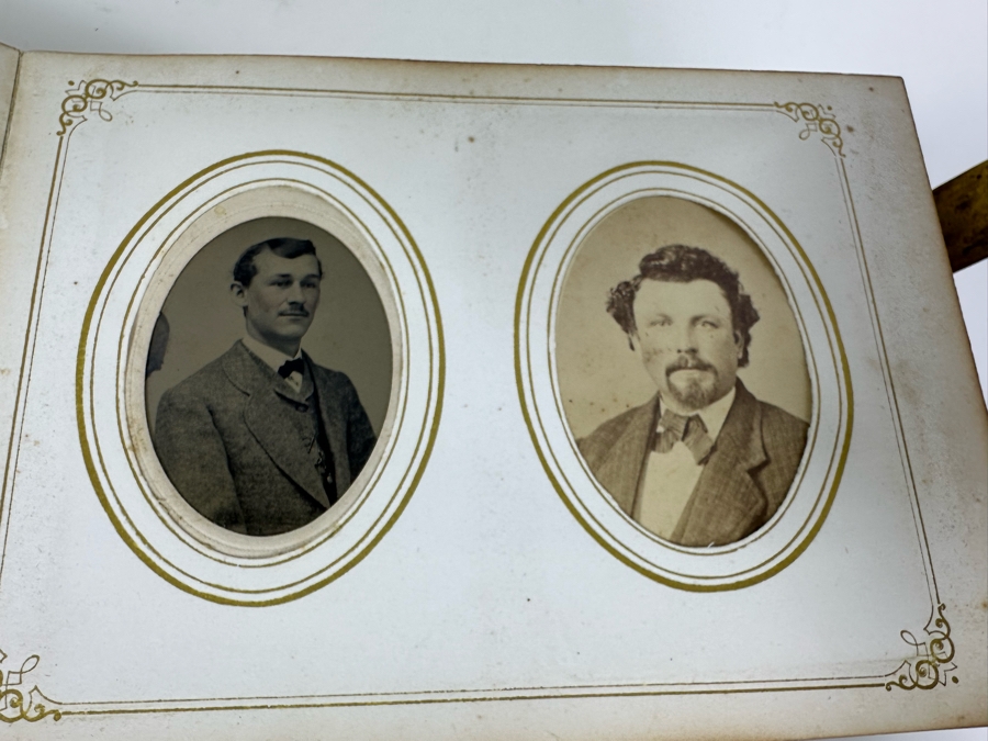 Vintage Photograph Leather Bound Book With Old Family Photos (Binding Is Damaged) 8W X 5.5H X 2.5D [Photo 26]