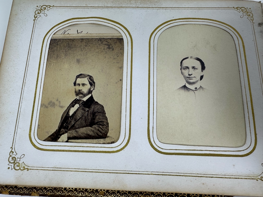 Vintage Photograph Leather Bound Book With Old Family Photos (Binding Is Damaged) 8W X 5.5H X 2.5D [Photo 17]