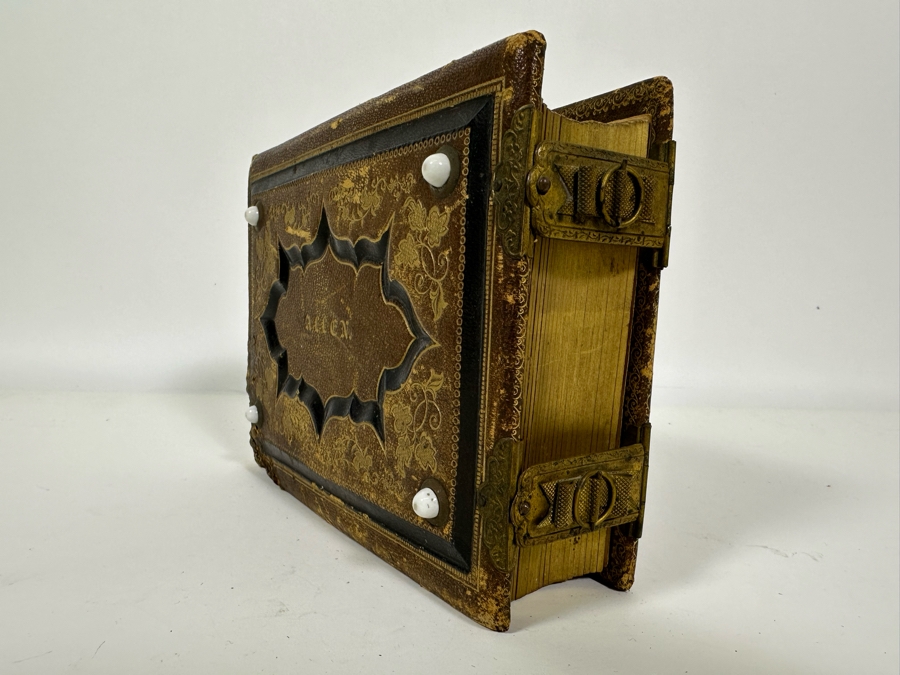 Vintage Photograph Leather Bound Book With Old Family Photos (Binding Is Damaged) 8W X 5.5H X 2.5D [Photo 7]