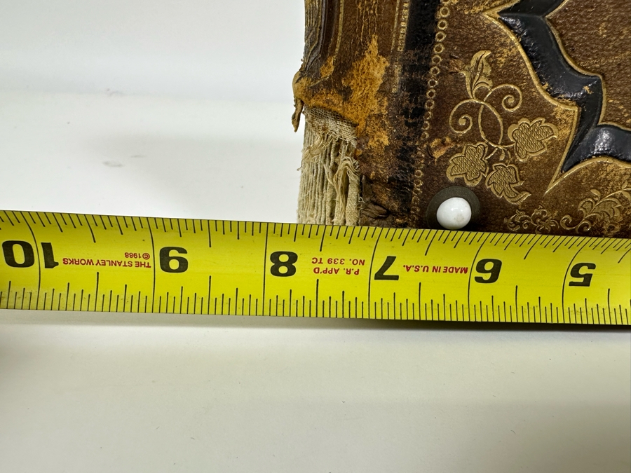 Vintage Photograph Leather Bound Book With Old Family Photos (Binding Is Damaged) 8W X 5.5H X 2.5D [Photo 39]