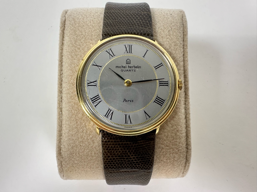 Vintage Michel Herbelin Quartz Men's Wrist Watch 9832 Made In Paris France [Photo 7]