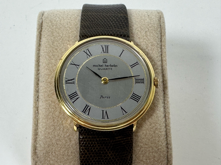 Vintage Michel Herbelin Quartz Men's Wrist Watch 9832 Made In Paris France [Photo 4]