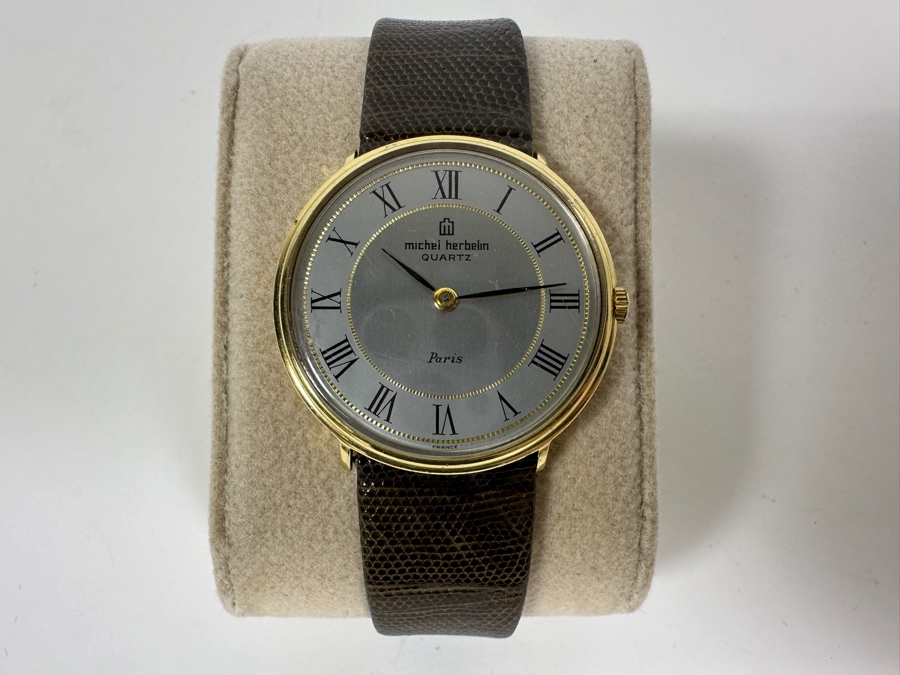 Vintage Michel Herbelin Quartz Men's Wrist Watch 9832 Made In Paris France [Photo 6]