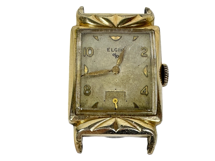 Vintage Elgin 10K Rolled Gold Bezel Men's Wrist Watch Without Watch Band [Photo 1]