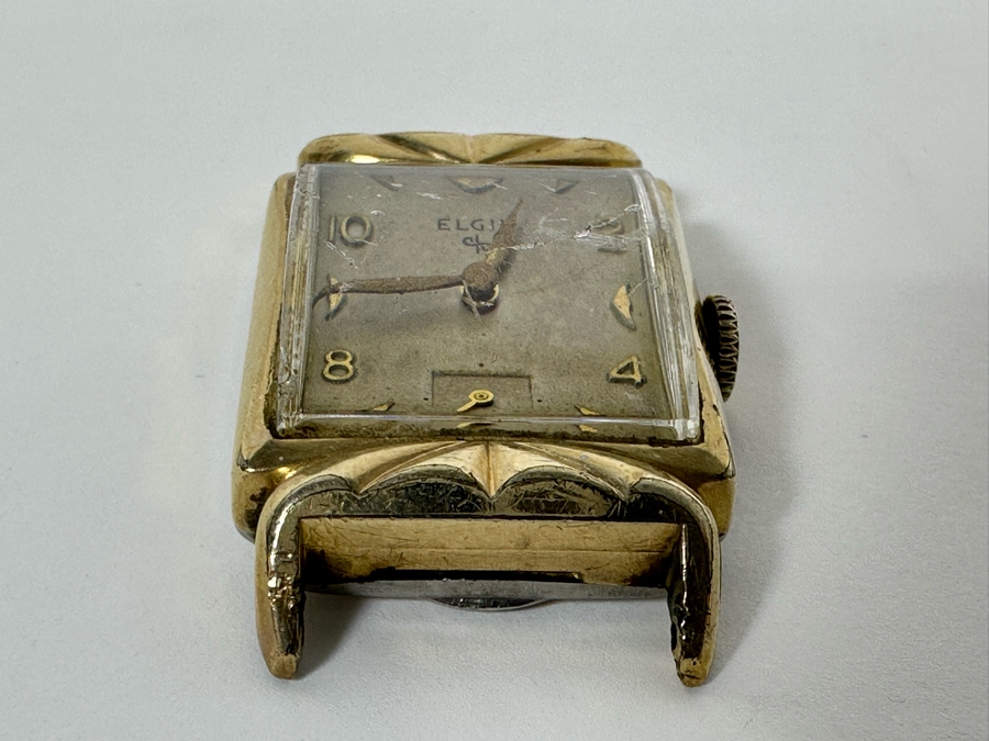 Vintage Elgin 10K Rolled Gold Bezel Men's Wrist Watch Without Watch Band [Photo 4]