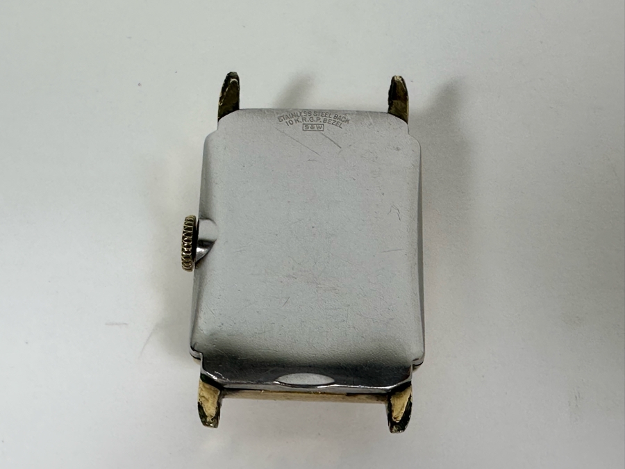 Vintage Elgin 10K Rolled Gold Bezel Men's Wrist Watch Without Watch Band [Photo 6]