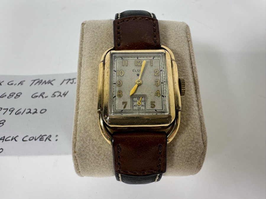 Vintage Elgin 10K Gold Filled Tank Men's Wrist Watch 17 Jewels Circa 1938 [Photo 5]