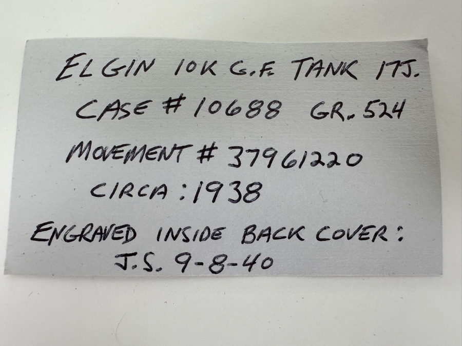 Vintage Elgin 10K Gold Filled Tank Men's Wrist Watch 17 Jewels Circa 1938 [Photo 13]